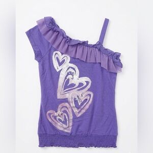 Justice Purple Ruffle Heart Tank Top with Silver Accents